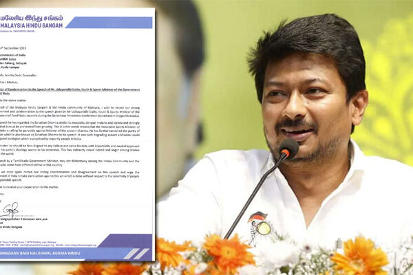 Malaysia Hindu Sangam writes to High Commission of India condemning Udayanidhi Stalin's statement against Sanatan Dharma