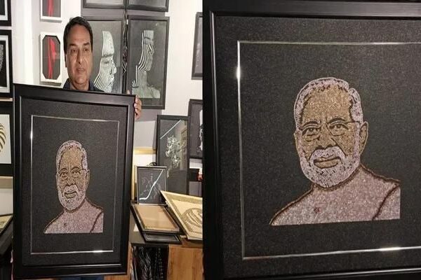 Surat-based architect creates portrait of PM Modi using 7200 diamonds