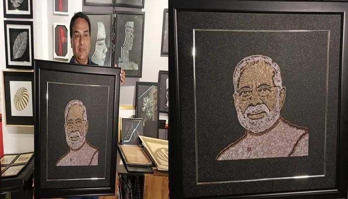 Surat-based architect creates portrait of PM Modi using 7200 diamonds